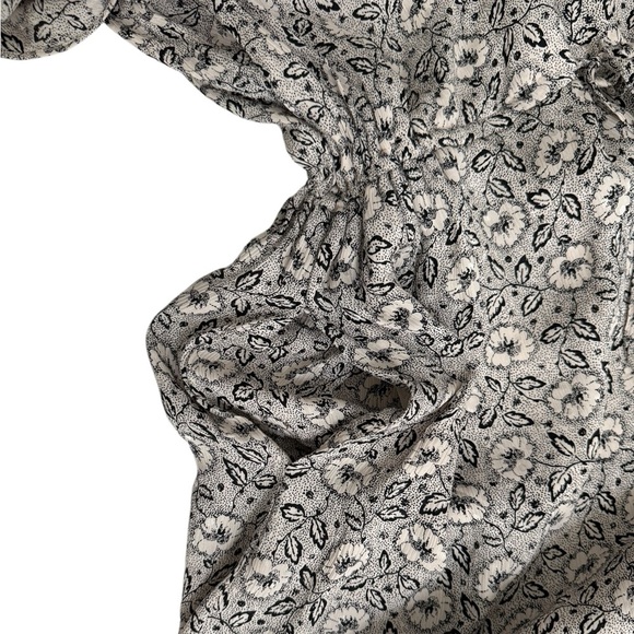 Rebecca Taylor Black White Cream Dainty Floral Silk Cap Sleeve Mini Dress Small - Picture 4 of 8